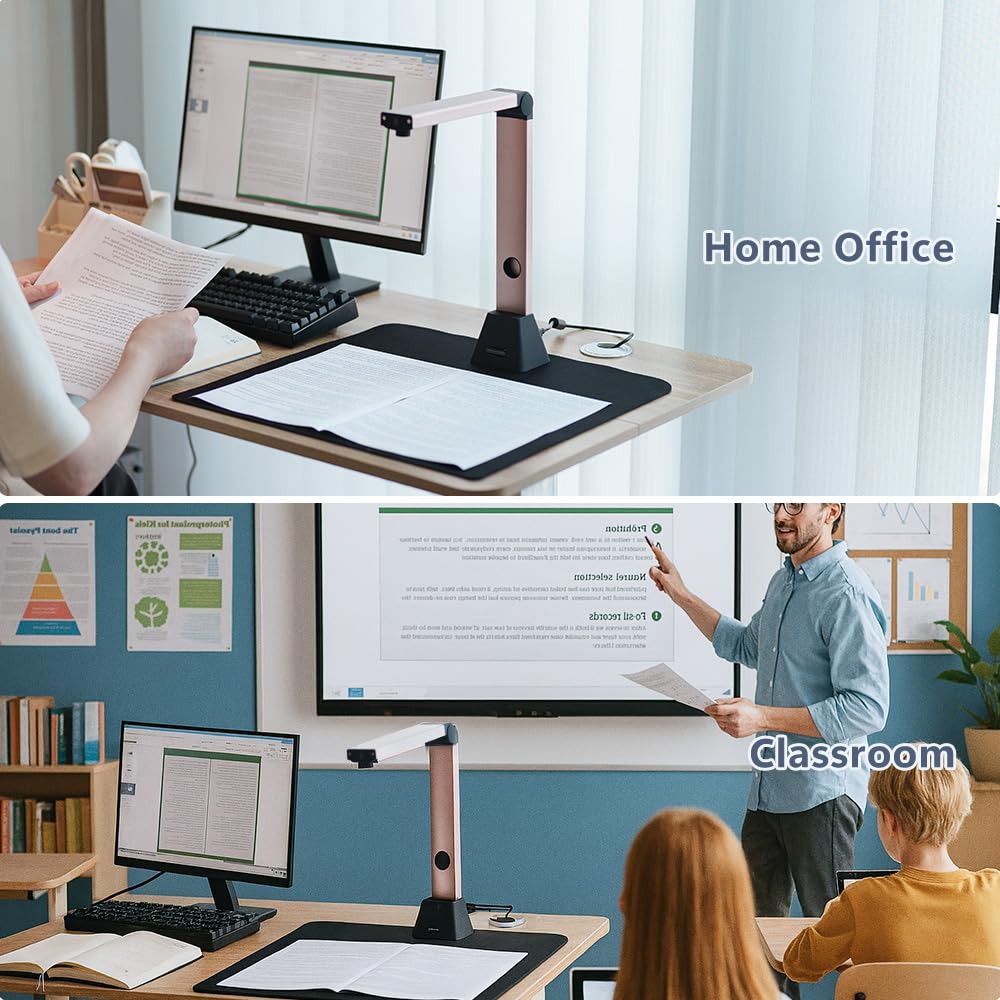 Venkillian Dokumentenscanner Kamera USB 8MP: A3 Buchscanner OCR tragbar für Lehrer | Flachbett Scanner Visualizer für Schule Dokumentenkamera | Scanner Dokumentenscanner mobil