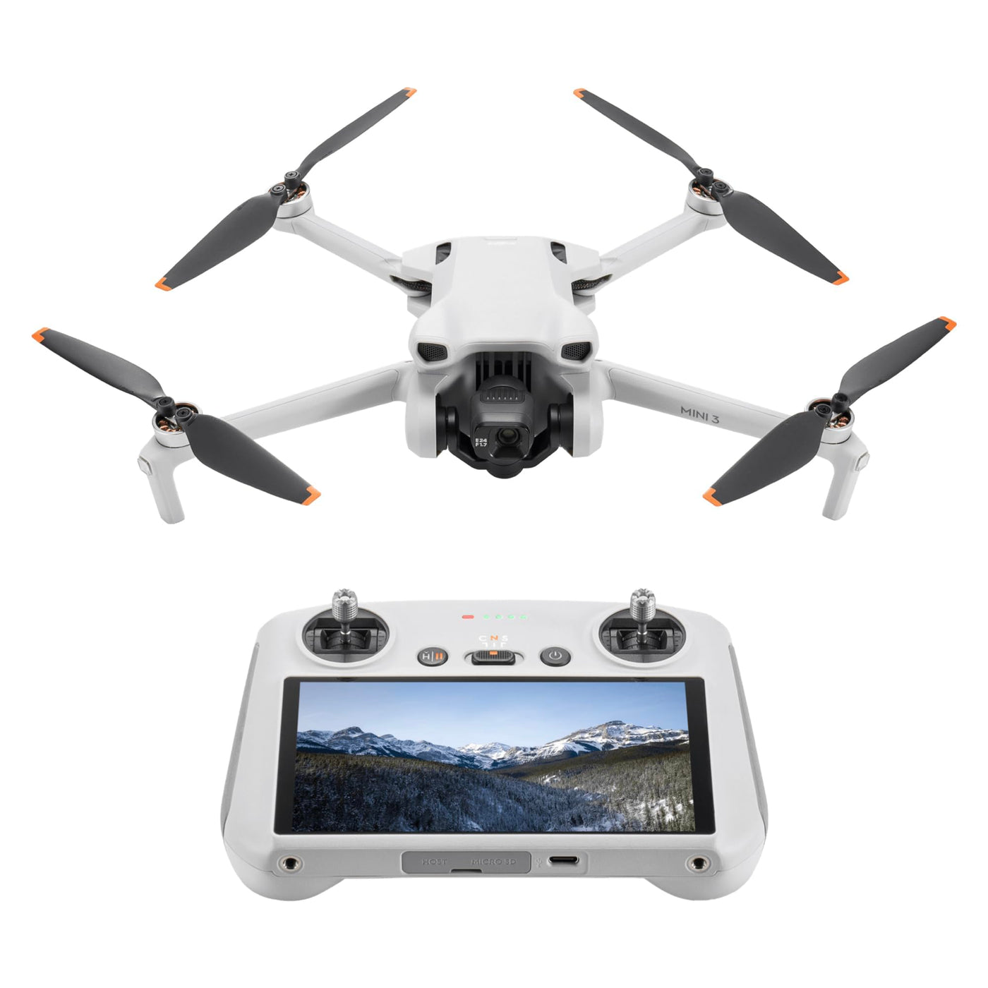 DJI Mini 3 (DJI RC) – Leichte, Faltbare Mini Drohne mit Kamera 4K HDR, unter 249g, 38 Min Flugzeit, Vertikalaufnahmen, 3-Achsen-Gimbal, 10 km HD-Übertragung, Windresistent, Automatische Rückkehr, C0