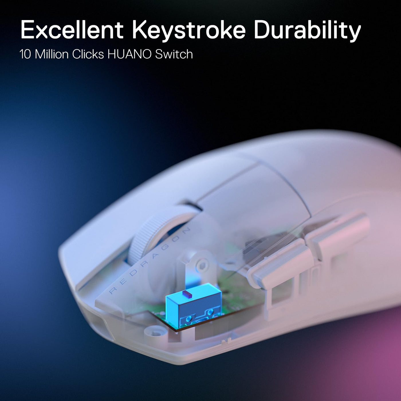 Redragon M916 Kabellose Gaming Maus, 49G Ultra-Light 8K DPI 2.4G Kabellose Gaming-Maus mit ergonomischem Griff, voll programmierbare Tasten, Software unterstützt DIY Keybinds & DPI, Weiß