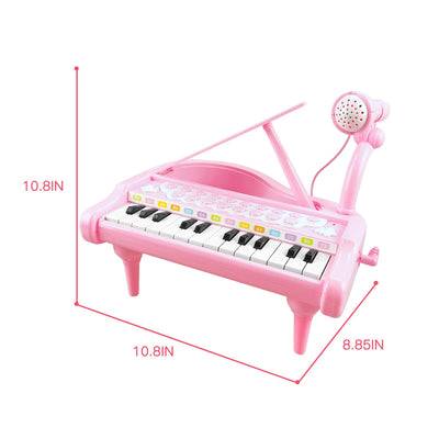 Love&Mini Rosa Klavierspielzeug für Mädchen ab 1 2 3 4 5 Jahr Erster Geburtstag Geschenke Kleinkind Klaviermusik Spielzeuginstrumente mit 24 Tasten und Mikrofon
