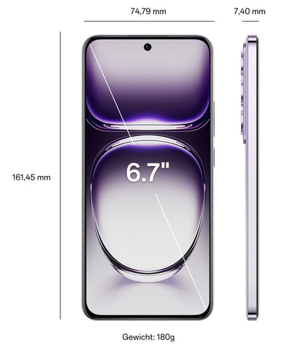 OPPO Reno12 Pro 5G 12+512GB, AI Smartphone Android, Handy, SUPERVOOC 80W, 5000mAh Akku, Schnellladefunktion, Doppelte 50MP AI Kamera, 120Hz 6,7" AMOLED, Dimensity 7300, NFC, Silber