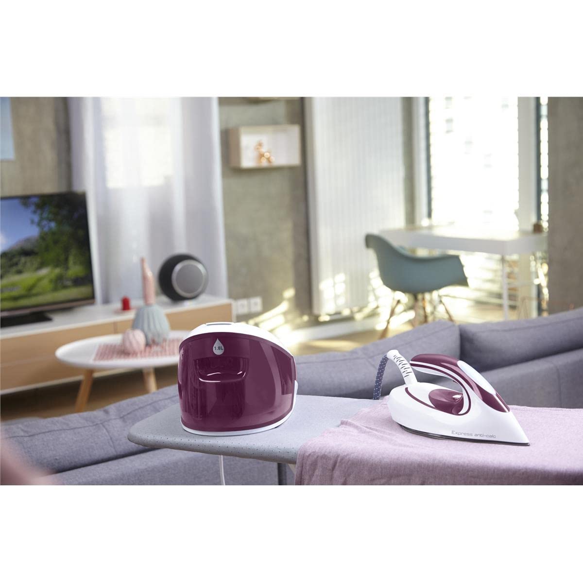 Tefal SV8054 Express Anti-Kalk Dampfbügelstation | 2800W | 6,5-Bar | Anti-Kalk-Kollektor | Optimale Dampf-/Temperaturkombination für alle Stoffarten | Automatische Abschaltung | 1.8 L | 35x21x24cm