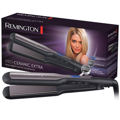 Remington Glätteisen breit Pro-Ceramic Extra (extra breite 45mm Stylingplatten -speziell für dickes, krauses, lockiges und sehr langes Haar) LCD-Display, 150-230°C, Haarglätter S5525