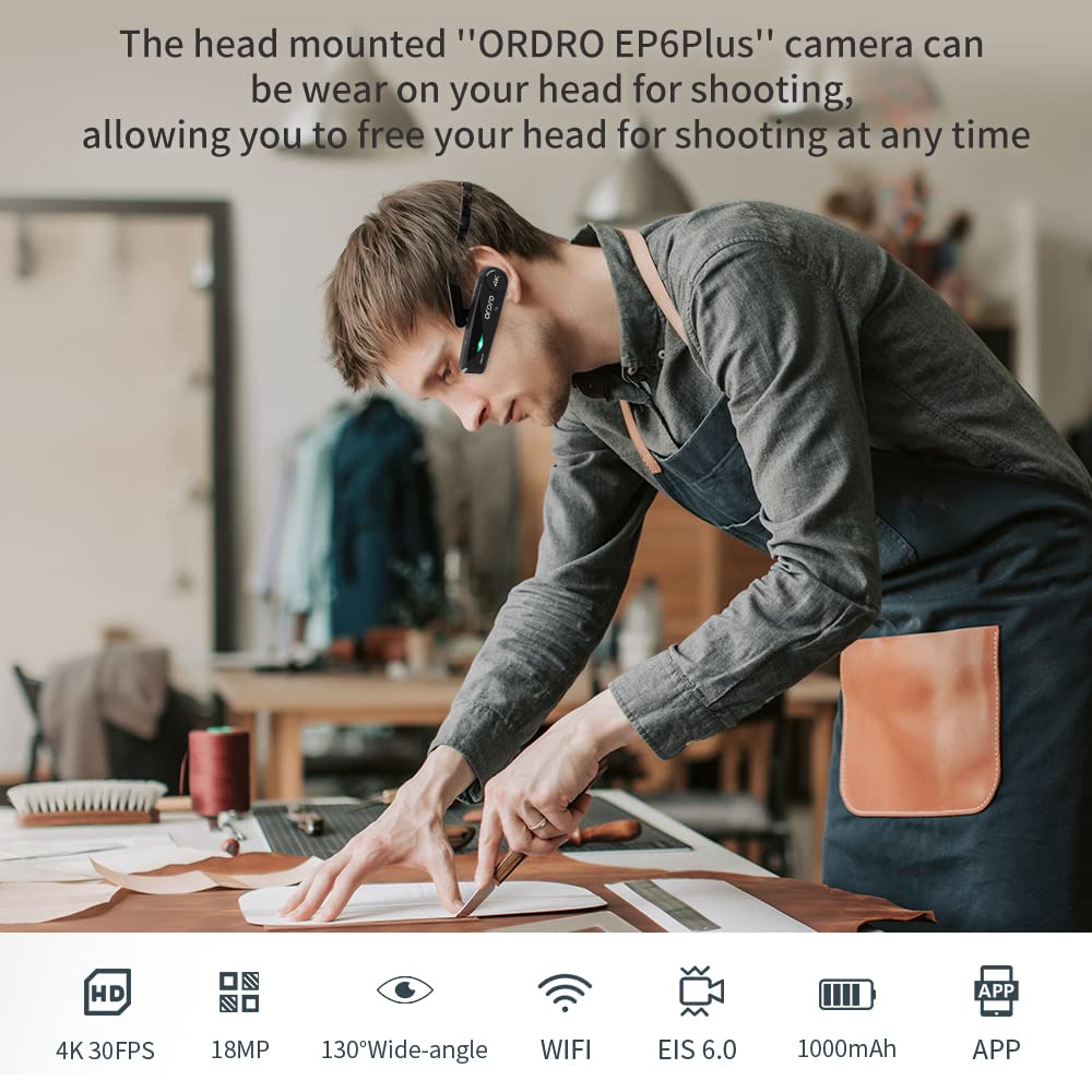 ORDRO EP6 4K Camcorder Lightweight Head Videokamera 130° Winkel Full HD 1080P 60FPS EIS 6.0 Anti-Shake YouTube Vlogging WiFi Kamera Recorder mit Fernbedienung, Tragetasche und 32G Memory Karte