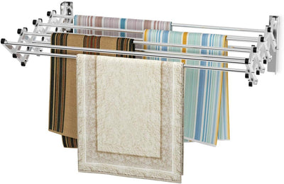 COSTWAY Wäscheständer zur Wandmontage, Wandtrockner ausziehbar aus Edelstahl mit 8 Stangen, platzsparender Wandwäschetrockner, Tragkraft 25 kg, für Waschküche, Badezimmer