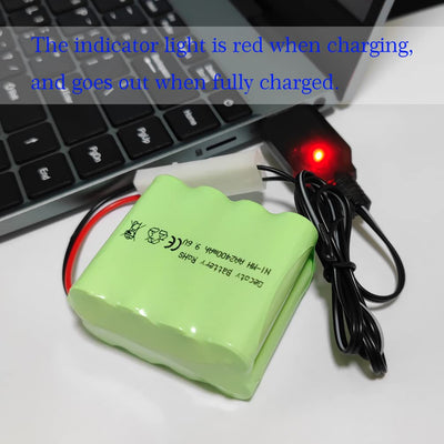 Gecoty® 9.6V NiMH Akku, 2400mAh Wiederaufladbarer AA Akkupack mit USB Ladekabel und KET 2P Anschluss für RC Truck RC Tank und RC Schlachtschiff