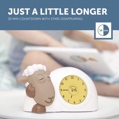 Zazu Sam The Lamb Uhr – Schlafcoach Uhr und Nachtlicht für Kinder | Bringt Ihrem Kind mit visuellen Indikatoren bei, wann es aufwachen soll | Einstellbare Helligkeit | Automatische Abschaltung (Braun)