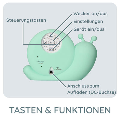 Alecto BC100BUNNY - pädagogischer Schlaftrainer, Nachtlicht und Wecker, Hase (Minzgrün)