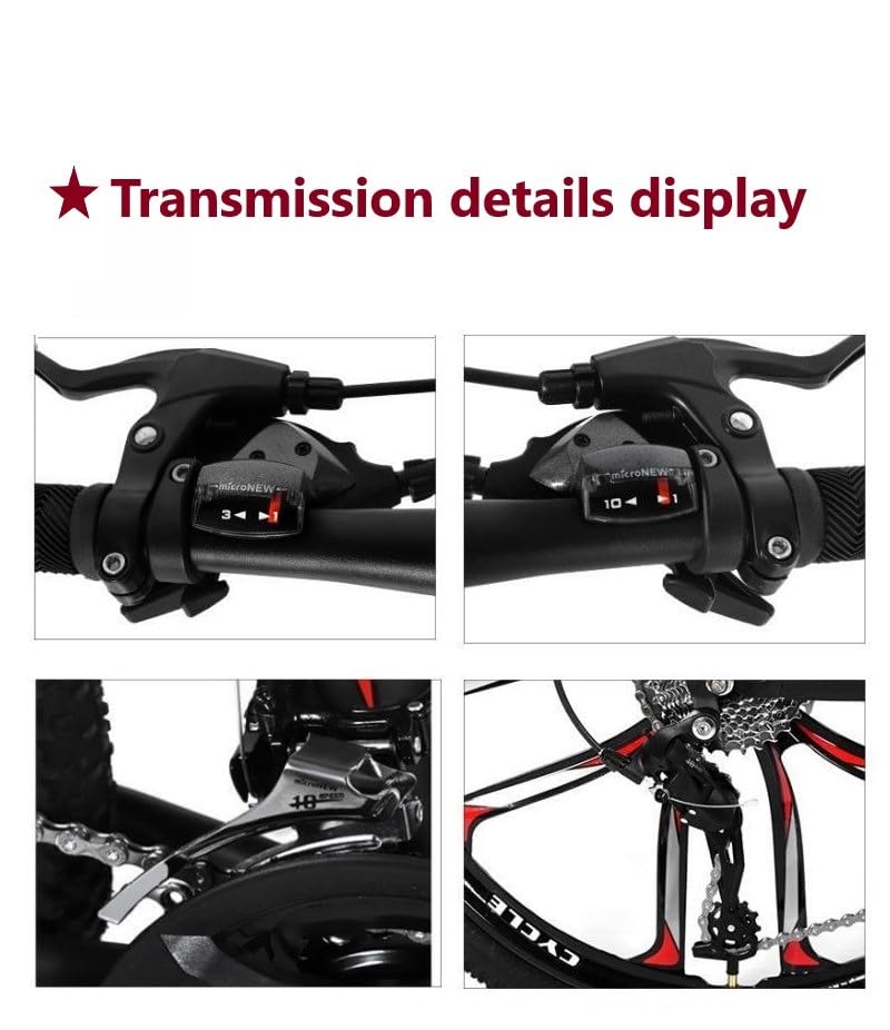 Wmmner Mountainbike für Herren und Damen, 21 Gänge, Erwachsenenrad, 700 C, stoßdämpfende Vordergabel, stoßdämpfende Federung, Schulfahrrad, Weiß / Blau, 66 cm (26 Zoll)