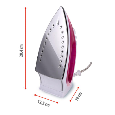 alpina Dampfbügeleisen - Dampfglätter 2000W - Bügeleisen mit Dampf- und Wassersprühfunktion - Einstellbare Temperatur und Wassertank 120ml - Edelstahlsohle - Rosa/Weiß