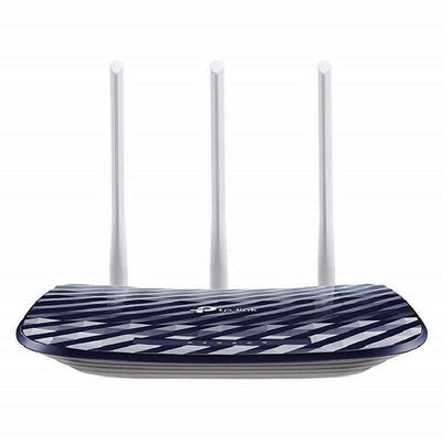 TP-Link Archer C20 Dual Band WLAN Router (300Mbit/s auf 2,4GHz + 433Mbit/s auf 5GHz, 4 10/100 LAN + 1 10/100 WAN Ports, unterstützt einfachen Gast-Netzwerk Zugriff und Kinderschutz) blau weiß