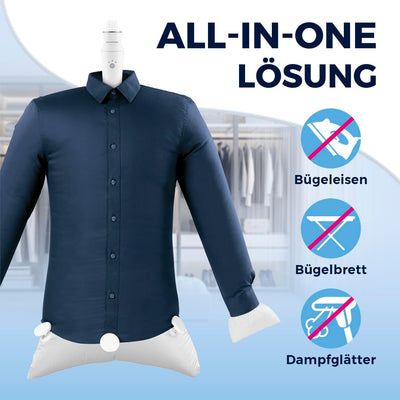 CLEANmaxx automatischer Hemdenbügler PRO KOMPAKT | handlich & platzsparend, ersetzt Bügeleisen & Dampfglätter | Bügelgerät mit Bügelpuppe zum Anhängen an die Tür | für Hemden & Co, weiß