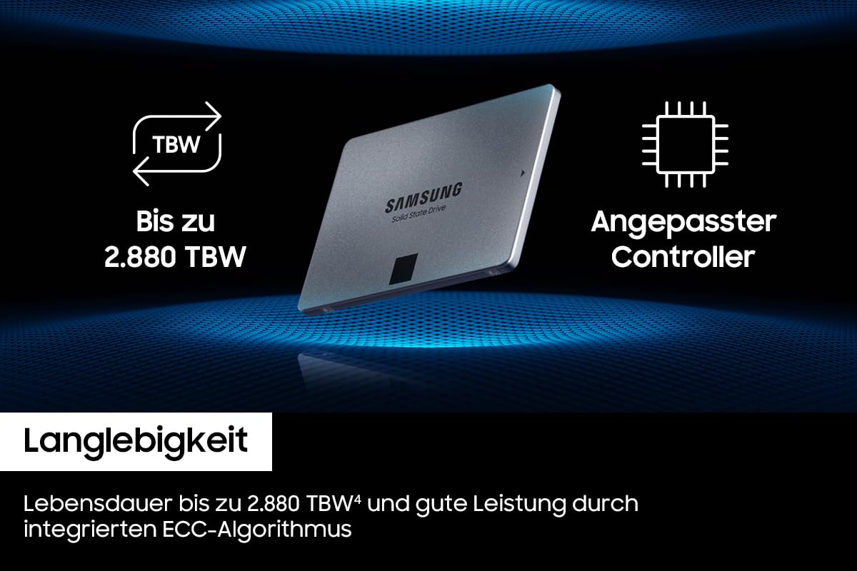 Samsung 870 QVO SATA III 2,5 Zoll SSD, 1 TB, 560 MB/s Lesen, 530 MB/s Schreiben, Interne SSD, schnelle Festplatte als Ersatz für HDD, MZ-77Q1T0BW