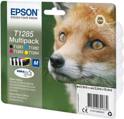 Epson Original Durabrite Ultra, Multipack T1285 Tintenpatrone. Sortierte Farben (Schwarz, Gelb, Magenta, Cyan)