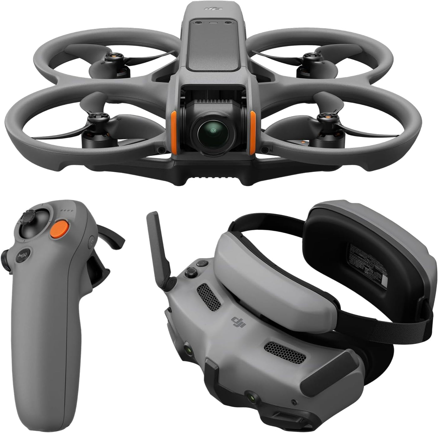 DJI Avata 2 Fly More Combo (1 Akku), FPV Drohne mit Kamera 4K, mit Propellerschutz, Flips/Rollen auf Tastendruck, POV Content Kamera-Drohne, inkl. Goggles 3 und RC Motion 3