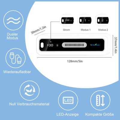 USB Kühlschrank Deo, LED-Display, Mini Ozongenerator Luftreiniger Kühlschrank Geruchskiller, Wiederaufladbar Geruchsneutralisierer, Geruchsentferner für Kühlschrank, Auto, Schuhschrank, Kleiderschrank