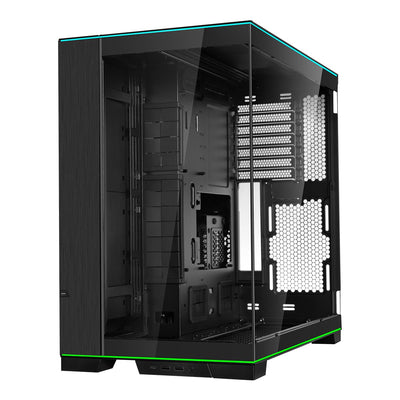 Lian Li O11D EVO RGB Gaming PC Gehäuse ATX Schwarz - Midi Tower PC Gehäuse mit RGB-Beleuchtung, Grafikkarten bis 455 mm, bis zu 420 mm Radiatoren, Black PC Case Stahl, Aluminium, Gehärtetes Glas