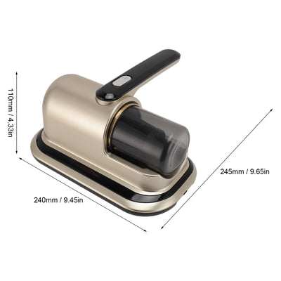 HURRISE Kabelloser Matratzenstaubsauger, Leistungsstarkes Doppelklopfen, Klopfmodus, Reinigungslicht, 2 Gänge, Geräuscharm, für den Heimgebrauch, ABS-Materialien, Champagnergold