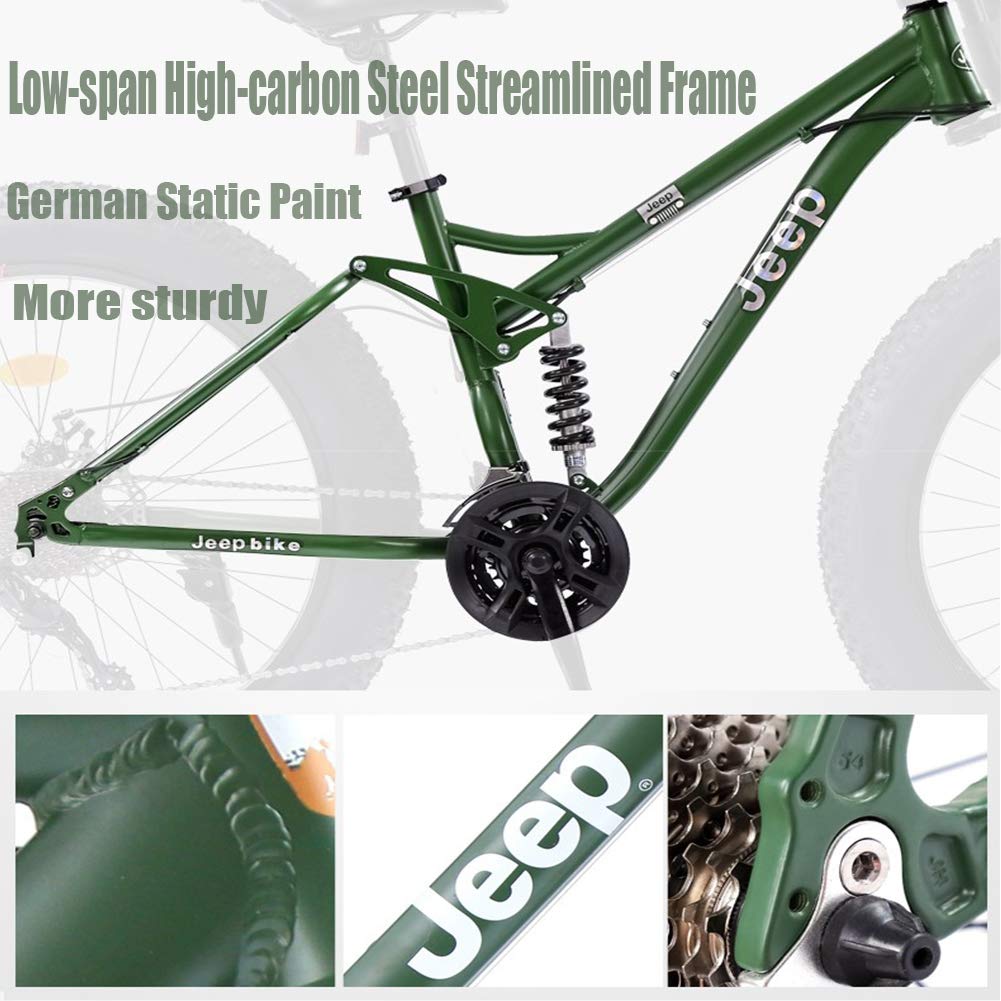 Wmmner 26 Zoll Mountainbikes Mit Doppelfederung Für Erwachsene Männer Frauen, Fettreifen Anti-Rutsch Mechanische Scheibenbremsen Mountainbike, All Terrain High Carbon Steel Bike, Rot, 27 Geschwindigke