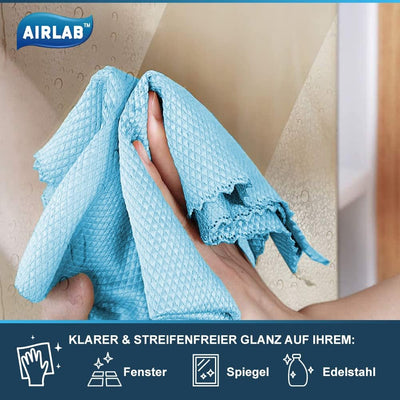 Airlab 8X Mikrofasertücher Putztücher, Nano Streifenfrei Fenstertuch Geschirrtücher, Fishscale Reinigungstücher für Auto, Fenster, Brille, Küche, Glas, Spiegel, Wasserhahn und Bad, 40x30 cm