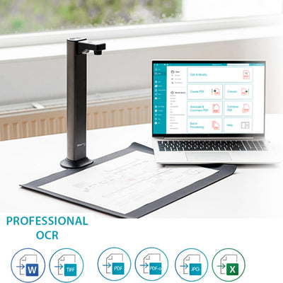 IRIScan Desk Pro Dokumentenscanner LED,Buchscanner 18MP Kamera -v7PRO: a3 scanner 60PPM Free ReadirisPDF OCR-Editor,600Dpi Dokumentenkamera Visualizer,AI-Flachlegung-Auto-Scan-Finger-Verstecken WinMac