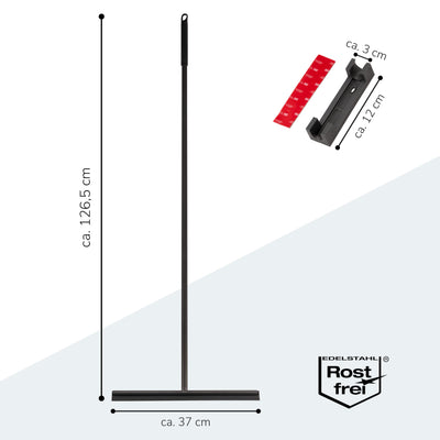 bremermann Bodenabzieher, Fensterabzieher mit Wandhalter, aus Edelstahl und Silikon (Schwarz)