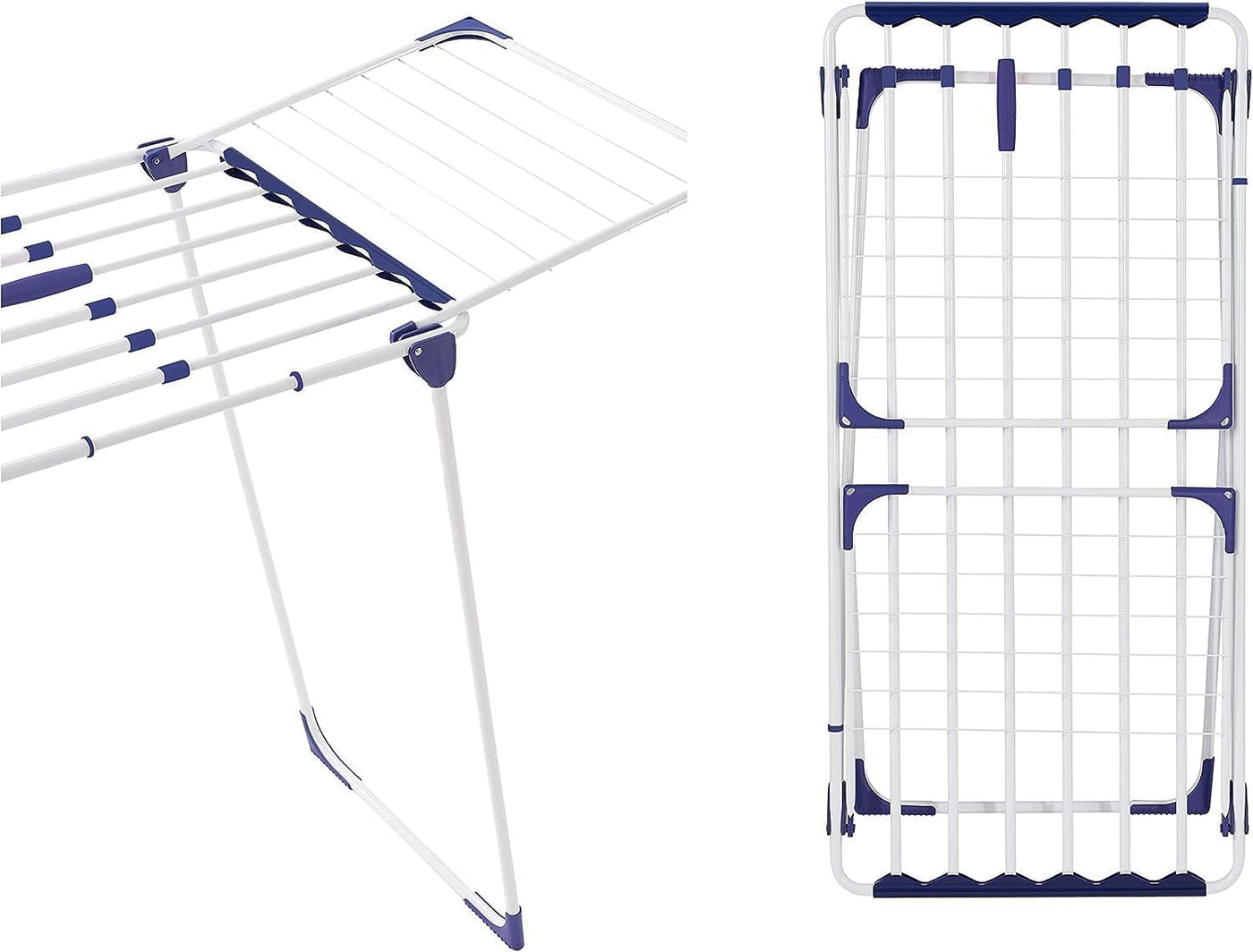 Leifheit Wäscheständer Classic Extendable 230 Solid, auf eine Breite von 184 cm ausziehbar, Standtrockner mit 23m Trockenlänge, stabiler Wäschetrockner mit extradicken XL-Stäben, weiß, blau