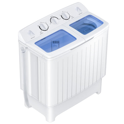 RELAX4LIFE Mini Waschmaschine mit Schleuder, 5KG Waschkapazität+3KG Schleuderkapazität, Waschautomat mit 2 Kammern & Timer, Camping Waschmaschine für Wohnwagen Kleine Wohnräume