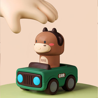 MOONTOY Auto Spielzeug ab 1 Jahr Jungen und Mädchen,4 Stück Spielzeugauto Baby-Tier-Rennwagen,Press-and-Go Spielfahrzeug Set für Kleinkinder 10 12 18 Monate,Geschenk für Kinder ab 1 2 3 Jahr