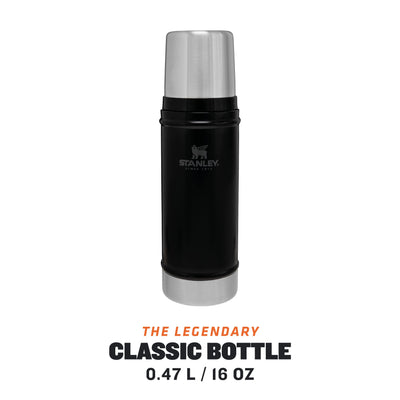 Stanley Classic Legendary Thermosflasche 473 ml - Thermos Hält 15 Stunden Heiß oder Kalt - Edelstahl Thermoskanne - BPA-Frei - Spülmaschinenfest - Matte Black