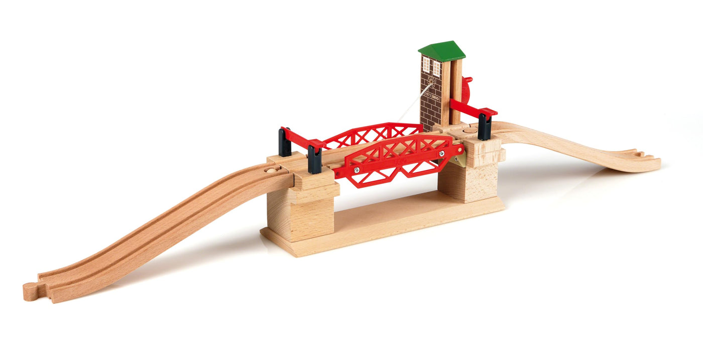 BRIO World 33757 Hebebrücke - Eisenbahnzubehör Holzeisenbahn - Kleinkinderspielzeug empfohlen für Kinder ab 3 Jahren