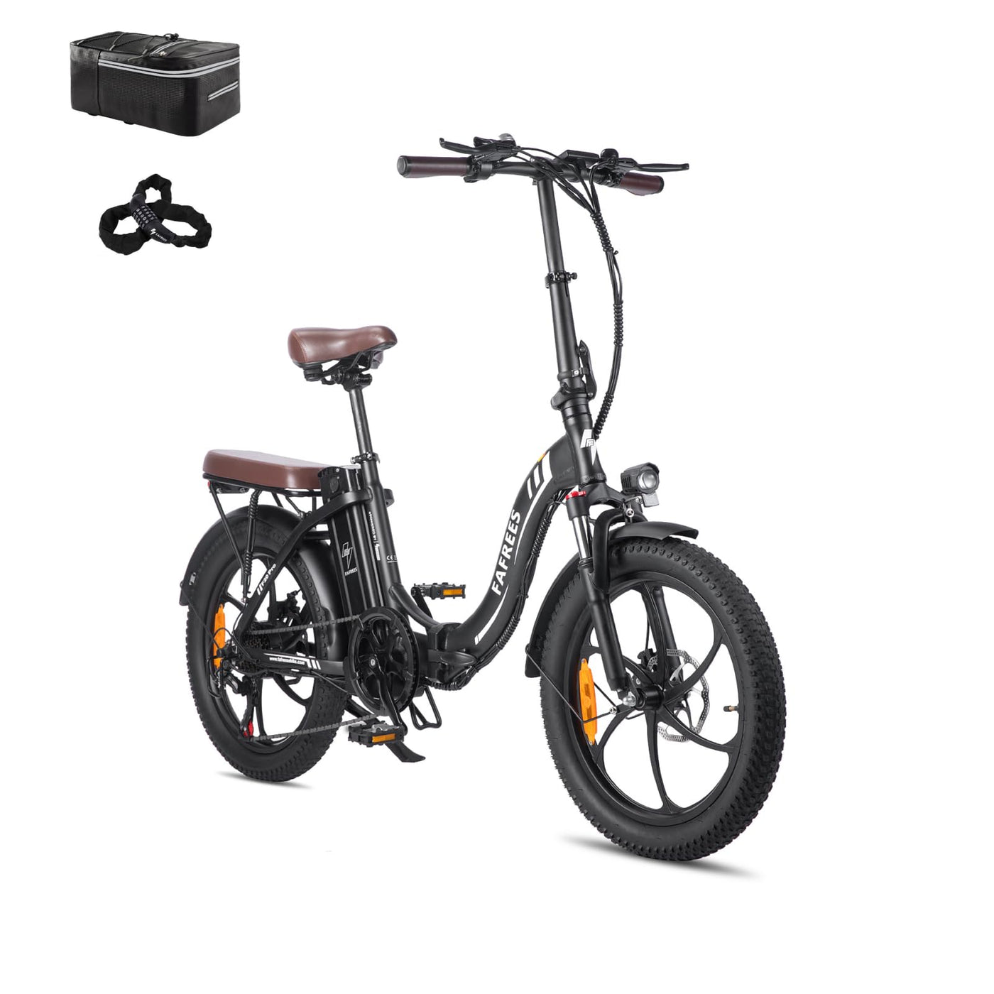 Fafrees F20 PRO E-Bike Klapprad Elektrofahrrad 20 Zoll Fatbike, 250W Motor 36V 18AH Akku, 20 * 3,0 Zoll Mountainbike Elektrofahrrad 40 Nm (Hecktasche + Autoschloss, Schwarz)