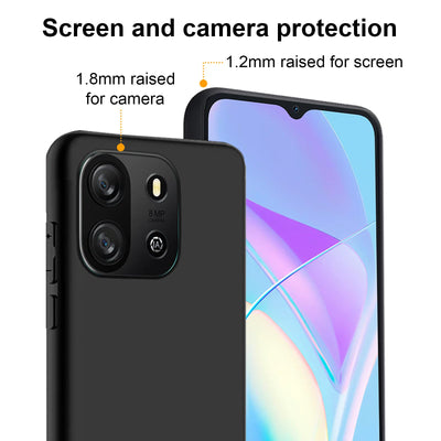 LYZXMY Hülle für Blackview Oscal Flat 1C(6.56") Schwarz Handyhülle + 3 Stück Gehärtetes Glas Schutzfolie, Case Weich Silikon TPU Schutzhülle Cover 9H Härte HD Gehärtetes Glasfolie Glas