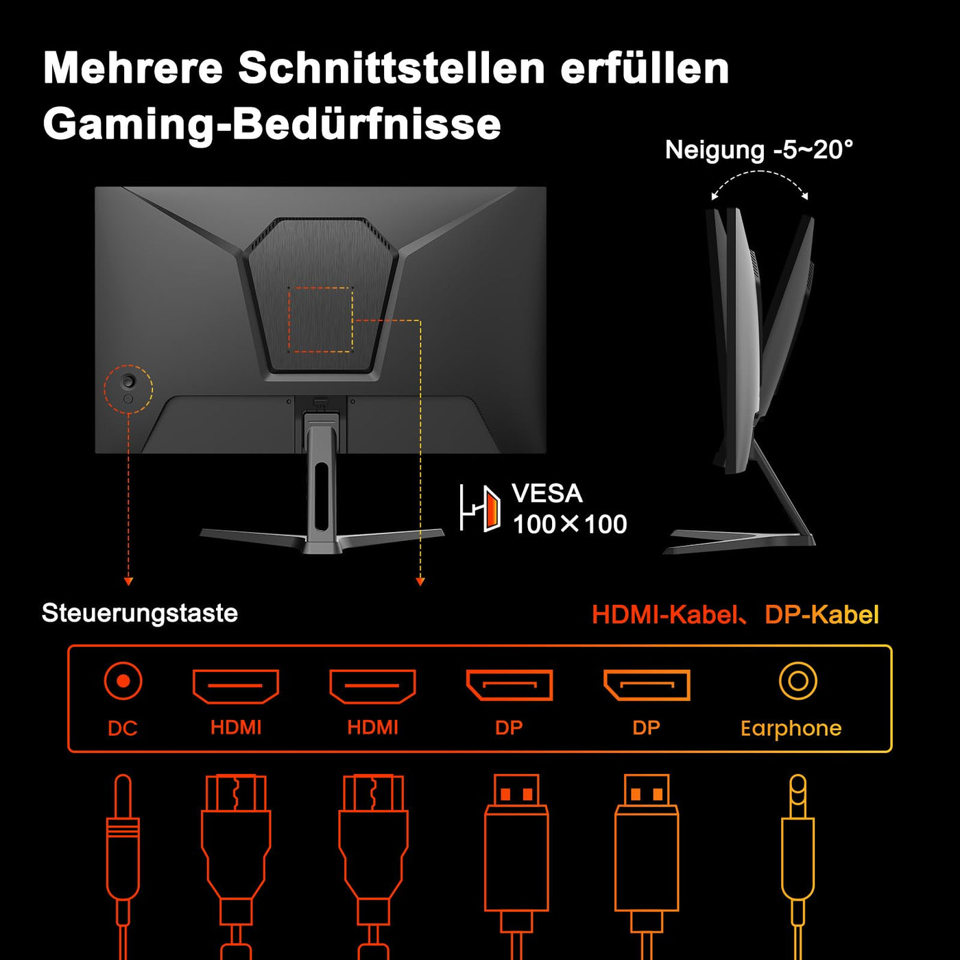 Minifire Gaming Monitor 27",180 Hz, WQHD, Nano IPS, OD 1ms, HDR, 120% sRGB, AMD FreeSync+,Motion Blur Reduction Technologie, VESA(100 x 100 mm) - Schwarz MFG27F4Q