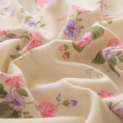 Nayoroom Bettwäsche 140x200 Lila Beige Violett Blumen Blümchen Floral Wende Bettwäsche Set Microfaser 2teilig, Aesthetic Mädchen Geblümt Bettbezug und 1 Kissenbezug 70x90 cm mit Reißverschluss
