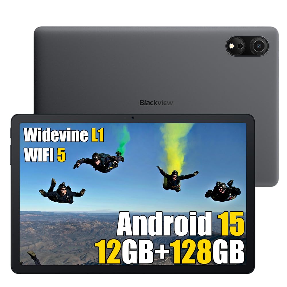 Blackview Tab90 WiFi (2025) Tablet Android 15, 12GB+128GB/2TB TF Octa Core, WiFi 5 Tablet PC 11 Zoll HD+ Display, 8200mAh, 13MP+8MP, Widevine L1, PC Modus, 3,5mm Klinke, 5G WiFi, OTG, FM, Schwarz