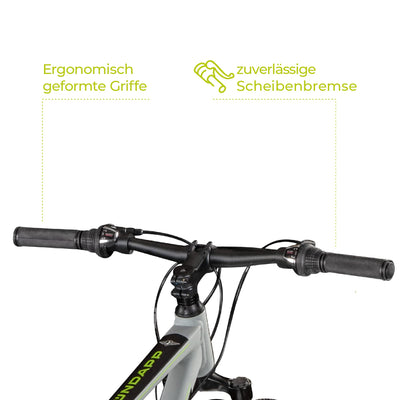 ZÜNDAPP Mountainbike 650B Hardtail MTB 27,5 Zoll FX27 Fahrrad 21 Gänge Shimano (grau, 48 cm)