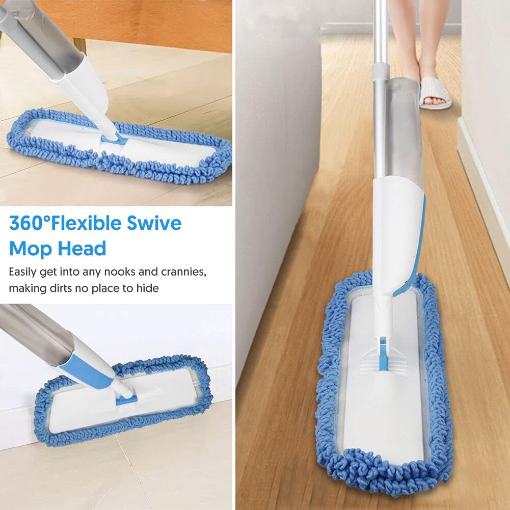 Sprühwischer Bodenwischer, FORSPEEDER Wischmopp mit Sprühfunktion mit 410ml Wassertank Trocken-Nassmopp Sprühwischer Bodenwischer mit 3 Waschbaren Mikrofaser Pads Wischer Boden Spray Mop