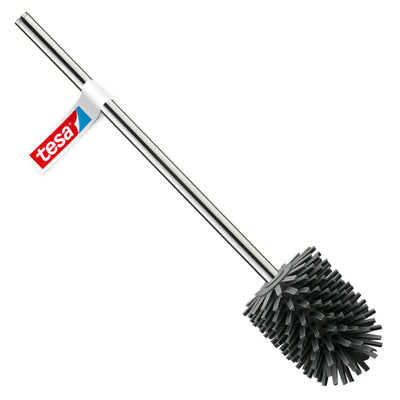 tesa Silikon-WC-Bürste - hygienische Ersatz-Toilettenbürste zur Verwendung in Allen tesa WC-Bürstengarnituren - Griff aus verchromtem Metall - Dunkelgrau - 37,4 x 7,1 x 7,4 cm