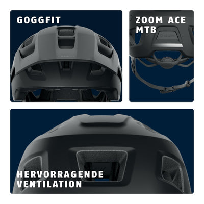 ABUS MTB-Helm MoDrop - robuster Fahrradhelm mit guter Belüftung für Mountainbiker - individuelle Passform - für Damen und Herren - Schwarz Matt, M