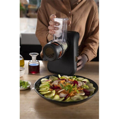 Tefal MB77EN Eco Respect Reibe, elektrische Reibe mit 200-W-Motor, 3 verschiedene Kegel-Aufsätze, Eco-Design, 9% recycelter Kunststoff, schwarz