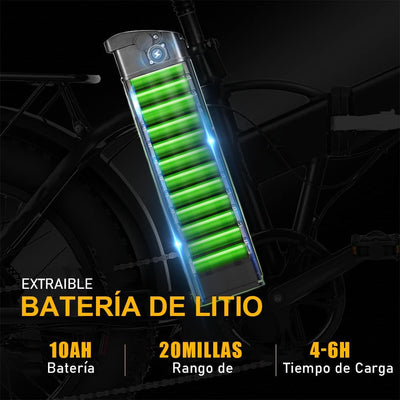 DEEPOWER Klappbares Elektrofahrrad, Elektrofahrrad, 48V 10Ah herausnehmbarer Akku, 250W Motor, Doppelscheibenbremsen, Citybike für Erwachsene (10Ah)