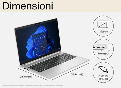 HP Probook 450 G10 Notebook, Silber, RAM 24 GB, SSD 1256 GB (256 GB + 1 TB), FullHD-Display 15,6 Zoll, Intel i5-1334U 10 Core mit 4,6 GHz, Fingerprint, Win11 Pro, Open OFFICE, Maus bereit