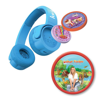 Kekz Starterset Premium Helene Fischer: Kekzhörer Blau inkl. Helene Fischer-Die schönsten Kinderlieder, Cookie Crew Hörspiel & Wunderkekz (Kopfhörer für Kinder, Reisekopfhörer für unterwegs & zuhause)
