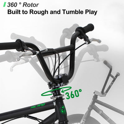 Hiland 20 Zoll BMX, 360° Rotor-System, Freestyle, 4 Stahl Pegs, Kettenschutz, Freilauf Schwarz kinderfahrrad