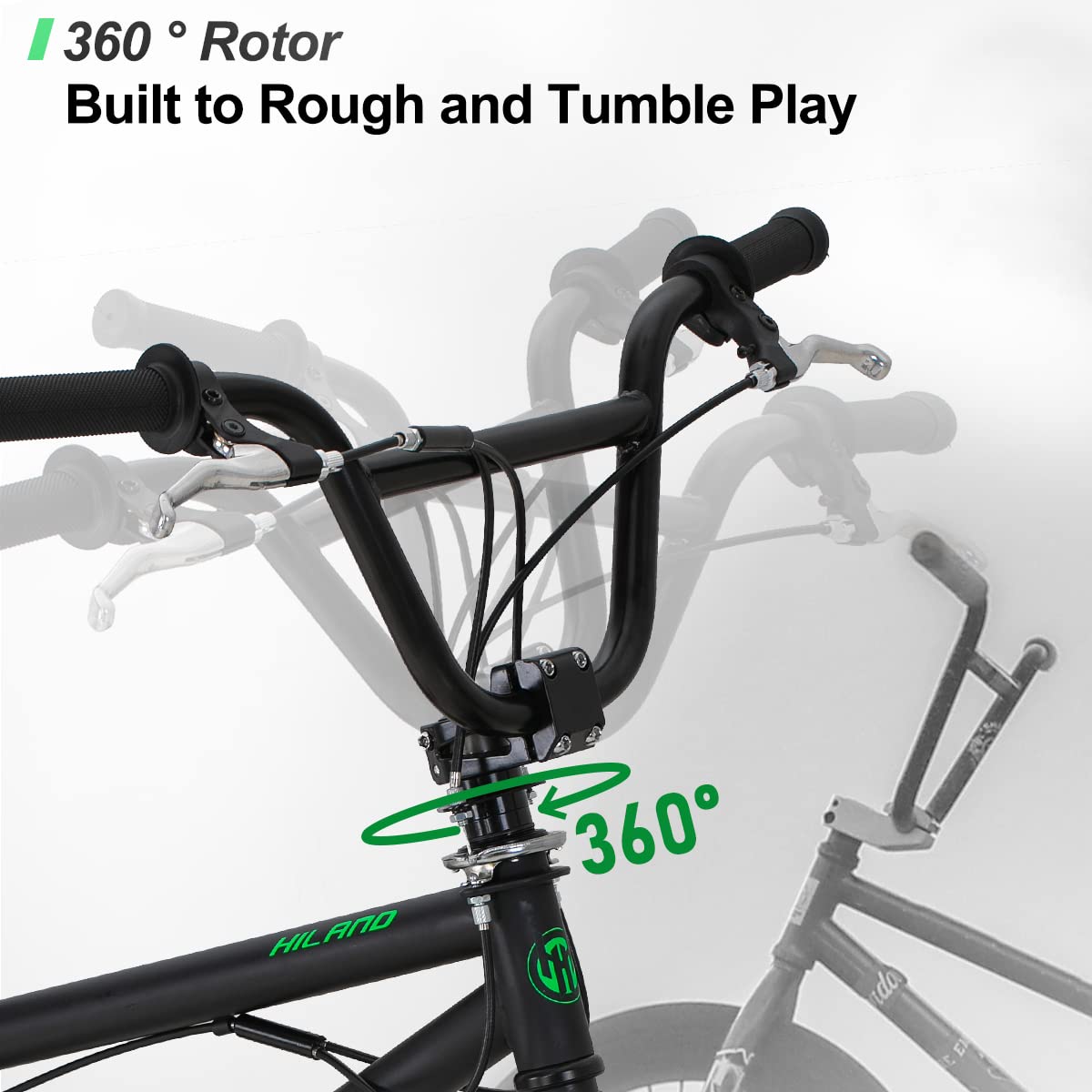 Hiland 20 Zoll BMX, 360° Rotor-System, Freestyle, 4 Stahl Pegs, Kettenschutz, Freilauf Schwarz kinderfahrrad