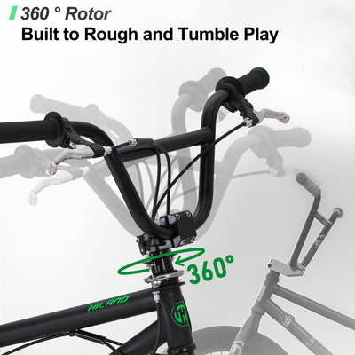 Hiland 20 Zoll BMX, 360° Rotor-System, Freestyle, 4 Stahl Pegs, Kettenschutz, Freilauf Schwarz kinderfahrrad