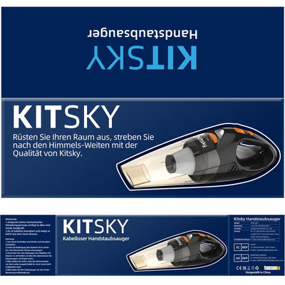 kitsky Handstaubsauger Akku Kabellos, Auto-Staubsauger, mit leistungsstarker Saugkraft, Mini-Staubsauger, für Sofas, Matratzen und Fenster, 12000PA, Handheld Cordless