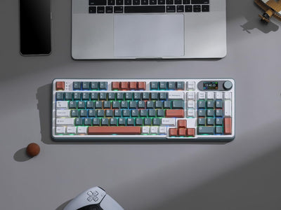 RK ROYAL KLUDGE S98 Mechanische Tastatur mit Smart Display & Knopf, Top Mount 96% Kabellose Mechanische Tastatur BT/2.4G/USB-C, Hot-Swap-fähige, Software-Unterstützung, Massiver Akku, 98 Tasten