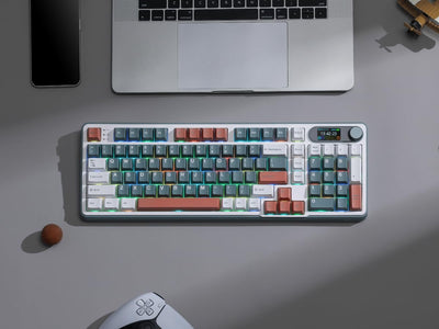 RK ROYAL KLUDGE S98 Mechanische Tastatur mit Smart Display & Knopf, Top Mount 96% Kabellose Mechanische Tastatur BT/2.4G/USB-C, Hot-Swap-fähige, Software-Unterstützung, Massiver Akku, 98 Tasten